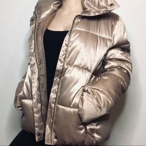 Old navy rose gold puffer coat